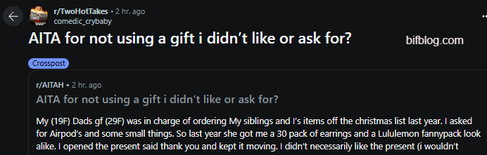 AITA for not using a gift i didn’t like or ask for?