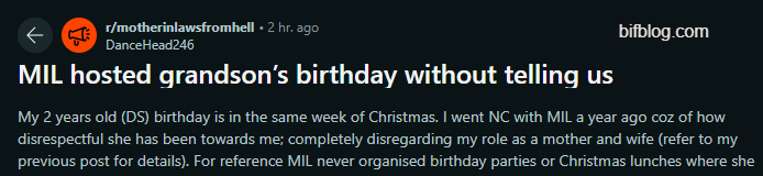 MIL hosted grandson’s birthday without telling us