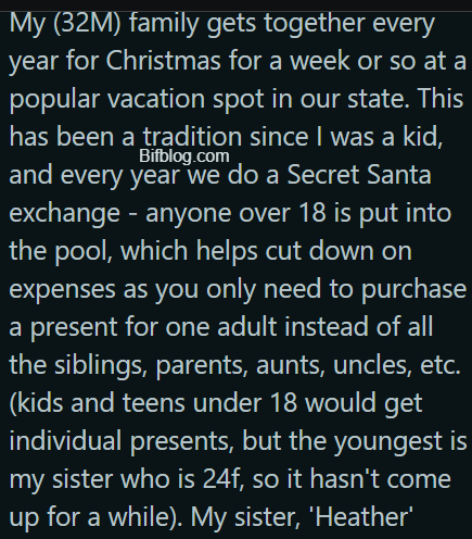 AITA for telling my sister that a pregnancy announcement doesn't count as a Christmas present?