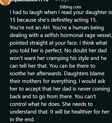 My daughter thinks I am in the wrong for divorcing her father, AITAH for telling her she is free to live with him?