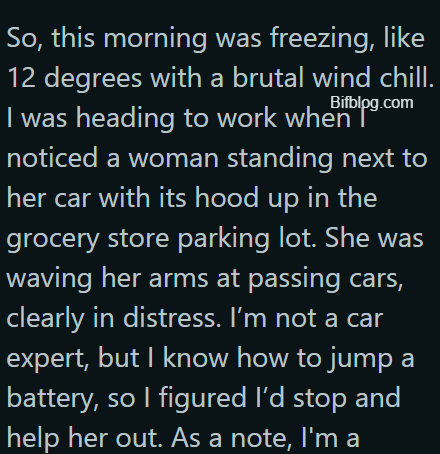 AITA for leaving a woman stranded after she insulted me while I was trying to help her?