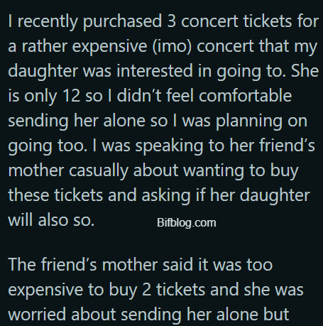 AITAH for selling my daughter’s friend’s concert ticket?