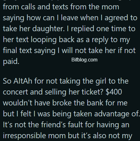 AITAH for selling my daughter’s friend’s concert ticket?