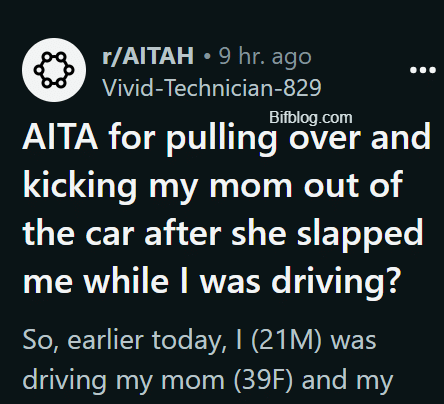 AITA for pulling over and kicking my mom out of the car after she slapped me while I was driving?