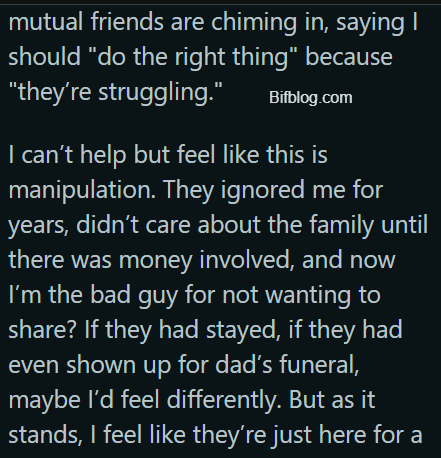 AITA for refusing to split my inheritance with my estranged sibling who’s now demanding money to cover their debt?