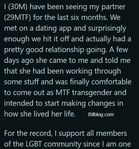 AITAH for breaking up with my partner because I’m “Transphobic”