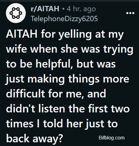 AITAH for yelling at my wife when she was trying to be helpful, but was just making things more difficult for me, and didn't listen the first two times I told her just to back away?