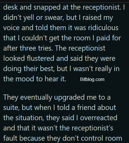 AITA for snapping at a hotel receptionist after being given the wrong room three times??