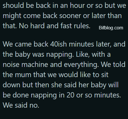 AITA for making a mum move her sleeping baby after we “promised” her an hour under our umbrella at the beach?