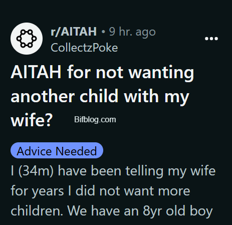 AITAH for not wanting another child with my wife?