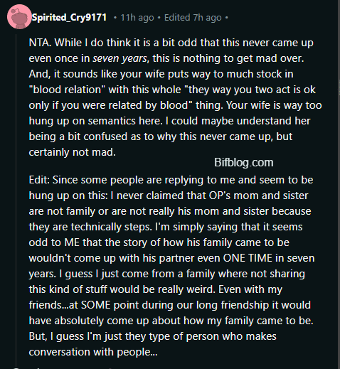 AITAH for telling my wife I did not “hide” from her that my sister was in fact my step sister?