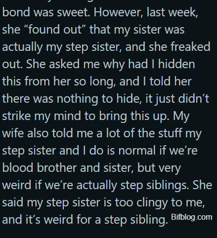 AITAH for telling my wife I did not “hide” from her that my sister was in fact my step sister?