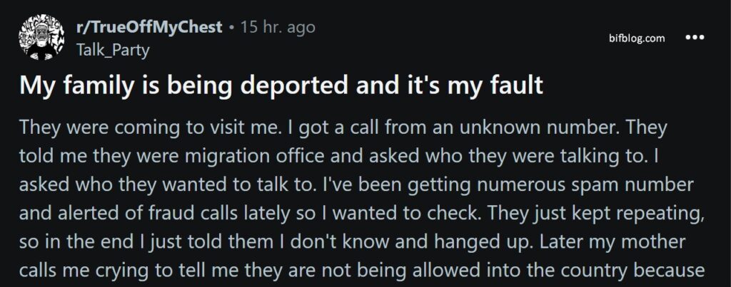 My family is being deported and it's my fault