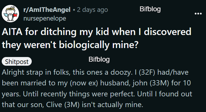 AITA for ditching my kid when I discovered they weren't biologically mine?