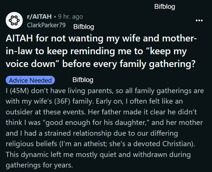 AITAH for not wanting my wife and mother-in-law to keep reminding me to “keep my voice down” before every family gathering?