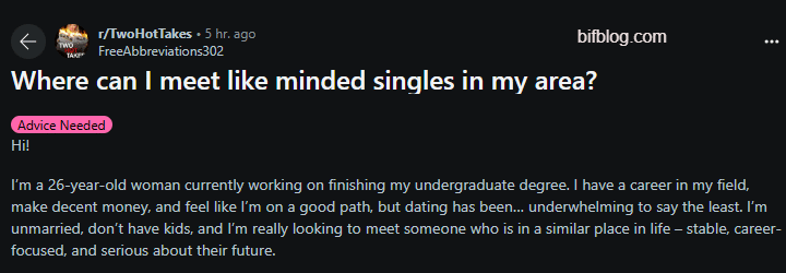 Where can I meet like minded singles in my area?