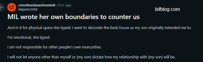 MIL wrote her own boundaries to counter us