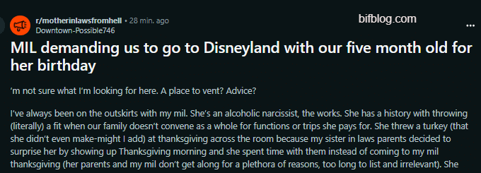 MIL demanding us to go to Disneyland with our five month old for her birthday