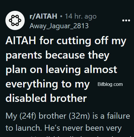 AITAH for cutting off my parents because they plan on leaving almost everything to my disabled brother