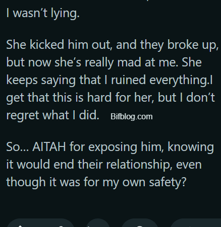 AITAH for exposing my mom’s boyfriend for making advances towards me, causing them to break up?