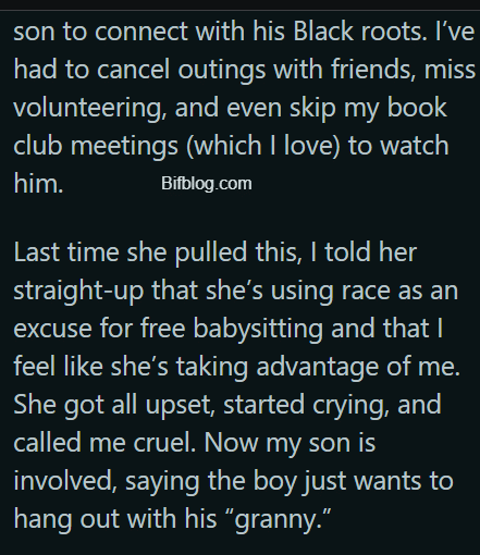 AITAH for saying my son’s gf uses race for free babysitting?