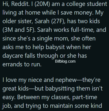 AITA for Refusing to Babysit My Sister's Kids After She Called Me An "Unreliable C*nt"?