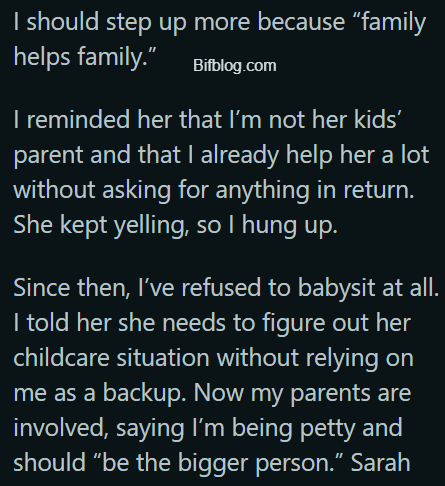 AITA for Refusing to Babysit My Sister's Kids After She Called Me An "Unreliable C*nt"?