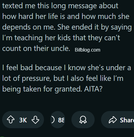 AITA for Refusing to Babysit My Sister's Kids After She Called Me An "Unreliable C*nt"?