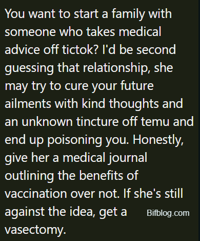 AITA because I'm second guessing having kids due to our opposing views on vaccinating them?