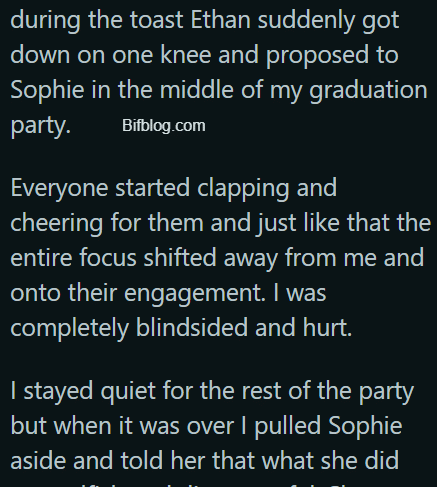 AITA for ruining my sister's proposal because she stole my graduation spotlight?