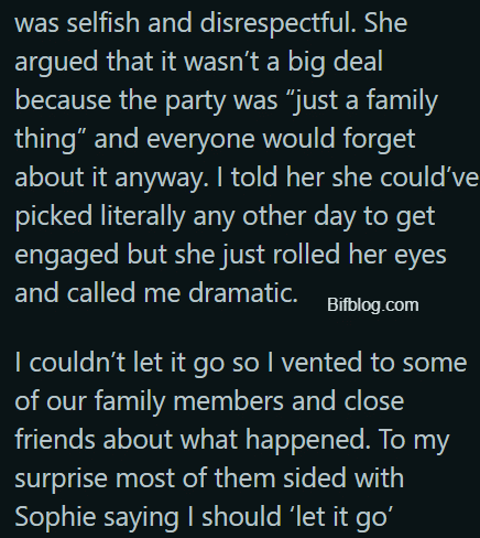 AITA for ruining my sister's proposal because she stole my graduation spotlight?