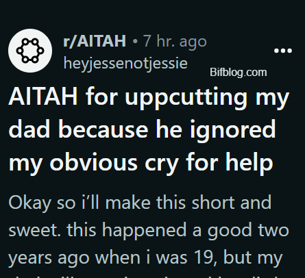 AITAH for uppcutting my dad because he ignored my obvious cry for help