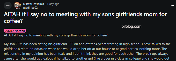 AITAH if I say no to meeting with my sons girlfriends mom for coffee?