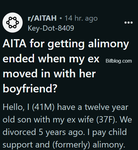 AITA for getting alimony ended when my ex moved in with her boyfriend?