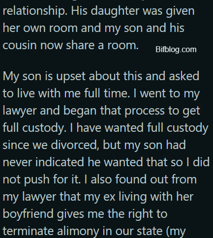 AITA for getting alimony ended when my ex moved in with her boyfriend?