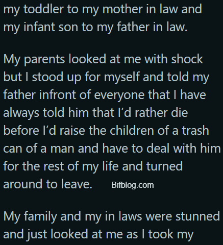 For giving my husband full custody of both of our children?