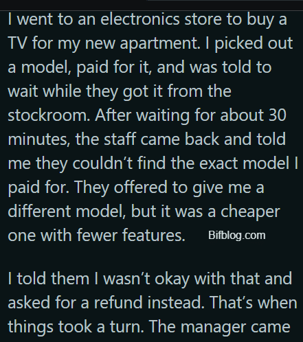 AITA for demanding a refund at an electronics store after the staff accused me of trying to scam them??