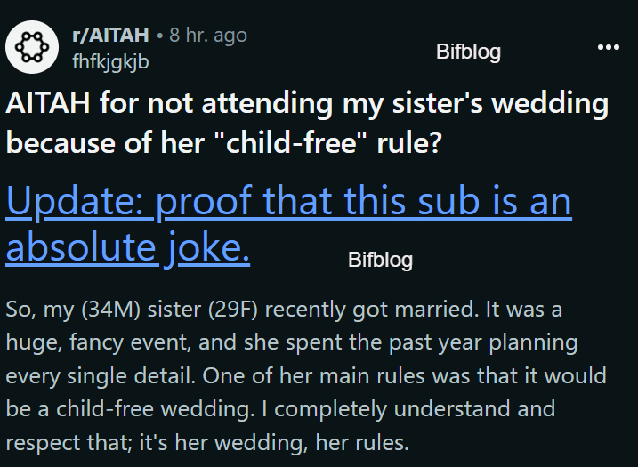 AITAH for not attending my sister's wedding because of her "child-free" rule?